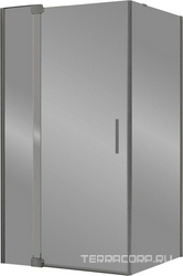 Душ уголок 900/1000х900хh2000мм, прямоуг.,правый/левый, расп.дверь с неподв.сегмен. и бок.стенкой, (стекло прозр.8мм, фурн.цв.воронен.сталь), Extra ZZ