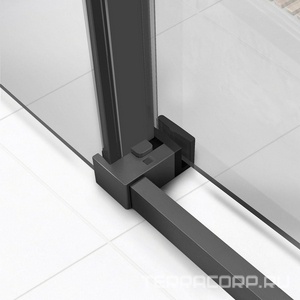 Душевой уголок 1500х900хh2000мм, прямоуг., правый/левый, (стекло прозрачное 6мм Easy Clean, фурн.цв.вороненая сталь),  ZZ Vincea Slim Soft VSR-1SS9015CLGM