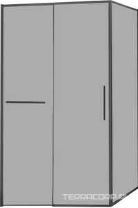 Душевой уголок 1500х900хh2000мм, прямоуг., правый/левый, (стекло прозрачное 6мм Easy Clean, фурн.цв.вороненая сталь),  ZZ Vincea Slim Soft VSR-1SS9015CLGM