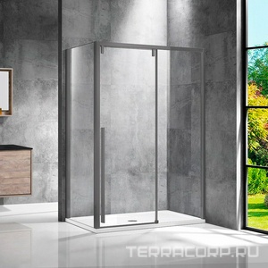Душевой уголок 1300х900хh1950мм, прямоуг., правый/левый, (стекло прозрачное 8мм Easy Clean, фурн.цв.воронен. сталь),  ZZ Vincea Lugano VSR-1L9013CLGM-1