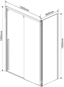 Душевой уголок 1300х900хh1950мм, прямоуг., правый/левый, (стекло прозрачное 8мм Easy Clean, фурн.цв.воронен. сталь),  ZZ Vincea Lugano VSR-1L9013CLGM-1