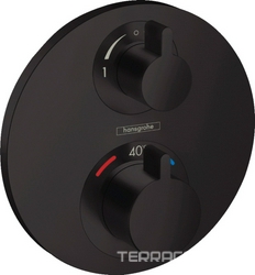 Термостат встраив. в стену для 2 потребителя, запорно-перекл.устройство, наружняя часть, БЕЗ скрытой части арт.01800180,(цв.матов.черный), ZZ Hansgrohe Ecostat S 15758670