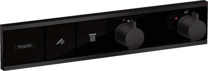 Термостат встраив. в стену для 2 потребит, скрытый монтаж, (наружняя часть, БЕЗ скрытой части арт.15310180, цв.матовый черный),  ZZ Hansgrohe RainSelect 15380670