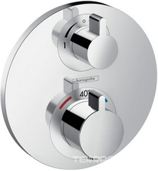 Термостат встраив. в стену для 2 потребителя, запорно-перекл.устройство, наружняя часть, БЕЗ скрытой части арт.01800180,(цв.хром), ZZ Hansgrohe Ecostat S 15758000