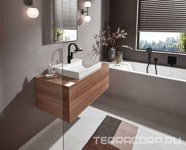 Смеситель для душа с переключателем, встраиваемый в стену, внешняя часть (БЕЗ внутр. части – Ibox арт. 01800180), (цв.матовый черный),  ZZ Hansgrohe Vivenis 75415670