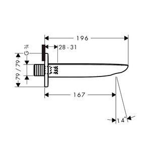 Излив для ванны, встраиваемый в стену, 3/4, декор.чашка в компл., цв.хром/белый,  ZZ Hansgrohe PuraVida 15412400