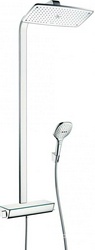Смеситель для душа (термостат) со стационарным верхним душем 360х190мм, ручной душ, шланг в компл. (цв. белый/хром)  E Showerpipe 30 KL Hansgrohe Raindance 27112400