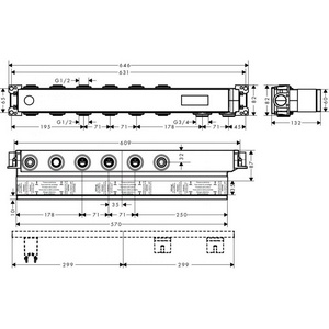 Скрытая часть встраиваемого термостатического смесителя для душа (ванны) на 4 потребителя, HG  ZZ Hansgrohe RainSelect 15312180