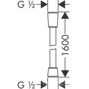 Шланг для душа, пластиковый с гладкой поверхностью под металл, с защитой от перекручивания, 1,6м, 1/2 x 1/2, (цв.полир.золото), Isiflex Hansgrohe ZZ Hansgrohe Комплектующие 28276990