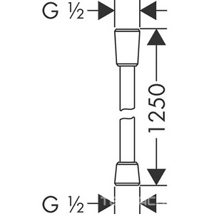 Шланг для душа, пластиковый с гладкой поверхностью под металл, с защитой от перекручивания, 1.25м, 1/2 x 1/2, (ц.белый), Isiflex Hansgrohe ZZ Hansgrohe Комплектующие 28272700