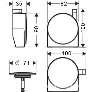 Ручка управления сливом / внешняя часть излива и пробка сливного отверстия для слива-перелива д/в, (цв.хром),  ZZ Hansgrohe Exafill S 58117000