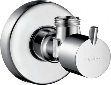 Кран-перекрыватель для подкл. смесителя д/раковины/биде, 1/2 х 3/8, цанга, розетка в компл., (цв.хром), HG ZZ Hansgrohe Универсал 13901000