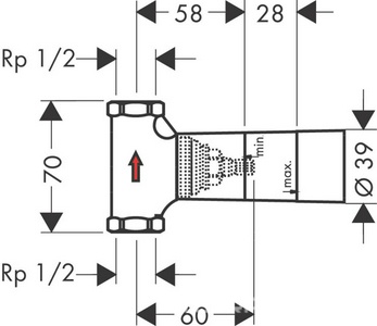 Скрытая часть запорного вентиля, шпиндельная 1/2, расход 80 л/м, Hansgrohe ZZ Hansgrohe Универсал 15973180