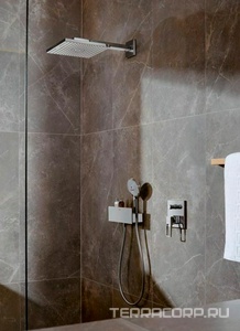 Верхний душ, лейка квадрат 300х300мм, со стеновым кронштейном 390мм, 1 тип струи, (цв. хром),  300 AIR 1jet ZZ Hansgrohe Raindance E 26238000