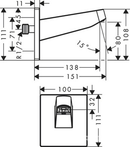 Держатель настенного верхнего душа 260, 1/2", (цв.хром),  ZZ Hansgrohe Pulsify 24149000
