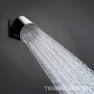 Верхний душ, лейка круглая 105мм, 1 тип струи PowderRain, (цв. матвый черный),  105 1jet ZZ Hansgrohe Pulsify 24130670