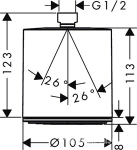 Верхний душ, лейка круглая 105мм, 1 тип струи PowderRain, (цв. матвый черный),  105 1jet ZZ Hansgrohe Pulsify 24130670