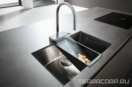 Дуршлаг многофункциональный 190х426мм, для кухонной мойки, (пластик цв.матовый черный), F14 ZZ Hansgrohe Универсал 40963000