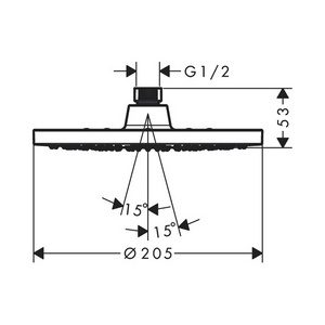 Верхний душ, лейка круг. 200мм, 1 тип струи, (цв.черный матовый),  200 1jet ZZ Hansgrohe Vernis Blend 26271670