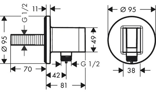 Держатель для лейки ручного душа, совмещенный со шланговым подсоединением 1/2, (цв.шлиф.бронза), FixFit S ZZ Hansgrohe Универсал 26888140