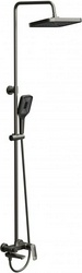 Смеситель для ванны(душа), со стационарным верхн.душем 31х21см., душевая лейка, шланг в компл., (цв.оружейная сталь),  ZZ BelBagno Due DUE-VSCM-GM