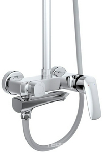 Смеситель для ванны(душа), со стационарным верхн.душем 31х21см., душевая лейка, шланг в компл., (цв.хром),  ZZ BelBagno Due DUE-VSCM-CRM