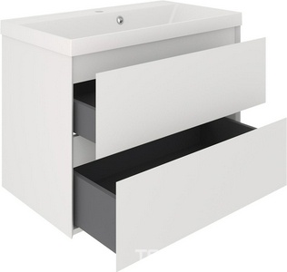 Тумба подвесная 80 см, без раковины, 2 выдвижных ящика,  цвет белый Aqua de Marco Astra 2080WСAST/H