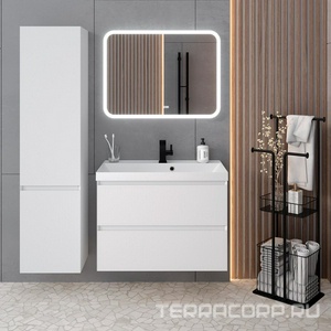 Тумба подвесная 80 см, без раковины, 2 выдвижных ящика,  цвет белый Aqua de Marco Astra 2080WСAST/H