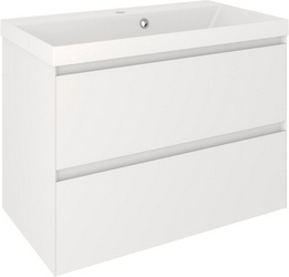 Тумба подвесная 80 см, без раковины, 2 выдвижных ящика,  цвет белый
