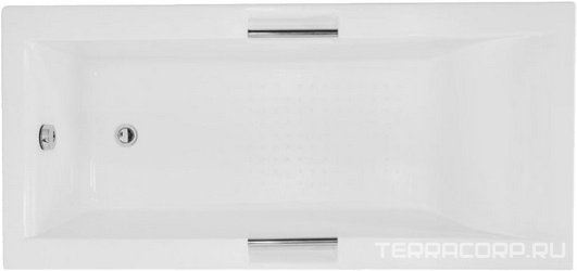 Ванна акриловая 170x75 см, встроенные ручки, БЕЗ сифона, каркаса и комплекта сборки, цв. белый глянец/хром, ZZ