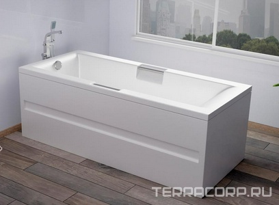 Ванна акриловая 170x75 см, встроенные ручки, БЕЗ сифона, каркаса и комплекта сборки, цв. белый глянец/хром, ZZ Amica Sindi SINDI/1700x750