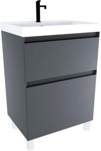 Тумба подвесная 70 см, 2 выдвижн.ящика, БЕЗ раковины, цв.графит KL Amica Куба К70-2ПГ