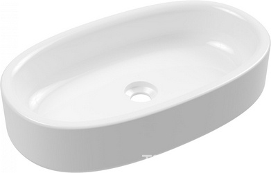 Раковина накладная на столешницу, овальная 60х35хh13см, без отв.д/смесит., без перелива, (цв.белый глянец), Idilla ZZ