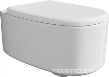 Унитаз подвесной 55х35см, безободковый, сиденье с микролифтом, крепеж в компл., (цв.белый глянец), Idilla ZZ