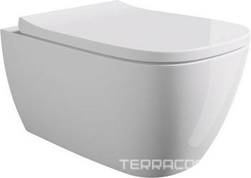 Унитаз подвесной 53х31см, безободковый, сиденье с микролифтом, крепеж в компл., (цв.белый глянец), Wunder ZZ