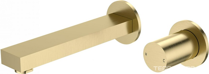 Смеситель для раковины, встраиваемый в стену, излив 180мм, встраив.часть в компл., (цв.браш.золото), Wonzon & Woghand ZZ