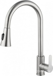 Смеситель для кухни, с вытяжным душем, (цв.браш.никель), Wonzon & Woghand ZZ