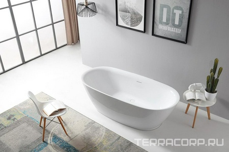 Ванна 1800х840h540мм, отдельностоящая, на каркасе, интегрированный слив-прелив крышка слива в цвет ванны., (акрил цв.белый), Abber ZZ Abber Универсал AB9205