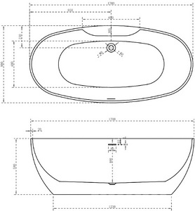 Ванна 1700х800h580мм, отдельностоящая, на каркасе, интегрированный слив-прелив крышка слива в цвет ванны., (акрил цв.белый), Abber ZZ Abber Универсал AB9323