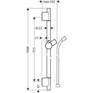 Штанга для душа h90см, шланг Isiflex 160см в компл., (цв.полированное золото), Unica S Puro ZZ Hansgrohe Универсал 28631990