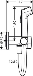 Гигиенический душ со смесителем, скрытая часть, лейка с кнопкой, кронштейн, шланг 125см, (цв.хром), S 1jet, EcoSmart+ (Sanopt) ZZ Hansgrohe Универсал 29232000S  (Sanopt)