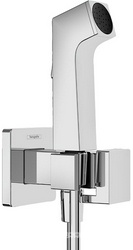 Гигиенический душ со смесителем: готов.комплект - лейка с кнопкой, кронштейн, шланг 125см, скрытая часть, (цв.хром), Bidette E 1jet ZZ