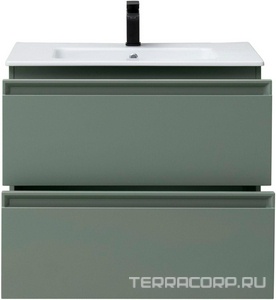 Тумба под раковину, с двумя выкатными ящиками, 800х460хh634мм, без раковины, (цв.cement grey matt (олива матовый)),  ZZ Allen Brau Eclipse 1.E1002.CGM