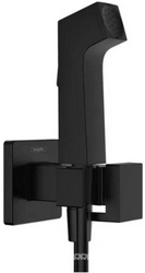 Гигиенический душ со смесителем: готов.комплект - лейка с кнопкой, кронштейн, шланг 125см, скрытая часть, (цв.матовый черный), Bidette E 1jet ZZ