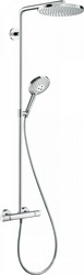 Смеситель для душа (термостат) со стац.верхним душем d240мм, ручной душ, шланг в компл.(цв.хром),Raindance Select Showerpipe S 240 1jet PowderRain ZZ