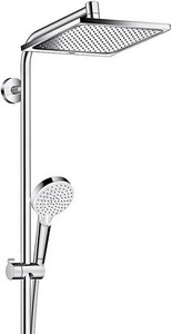 Смеситель для ванны (термостат) со стационарным, квадратным верхним душем 240мм, ручной душ, шланг в компл., (цв. хром),  E Showerpipe Hansgrohe Crometta 27298000