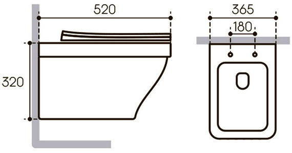 Унитаз подвесной 520х365мм, безободковый, сиденье с микролифтом, крепёж в компл., (цв.черный матовый),  ZZ Aqueduto ESTETA EST0140