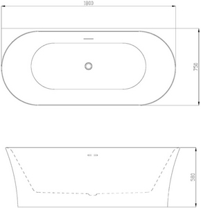 Ванна акриловая 1800X750X580, пристенная, в комплекте с сифоном и металлической рамой, цвет белый, ZZ Azario ENGELS ENG18075