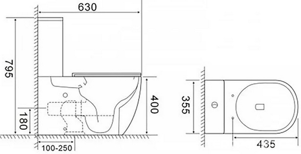 Унитаз-компакт с бачком, напольный, безободковый, смыв торнадо, крышка-сиденье с микролифт в комплекте, цв.белый Azario Bonelle AZ-1229A