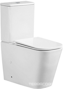 Унитаз-компакт напольный, безободковый, пристенный, крышка-сиденье с микролифтом в компл, цв. белый Azario Esconda AZ-1255A